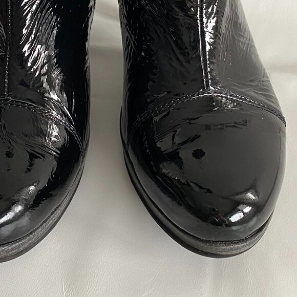 Un Tour En Ville Black Patent Leather Heeled Ankle Boots 8.5 - Picture 12 of 13